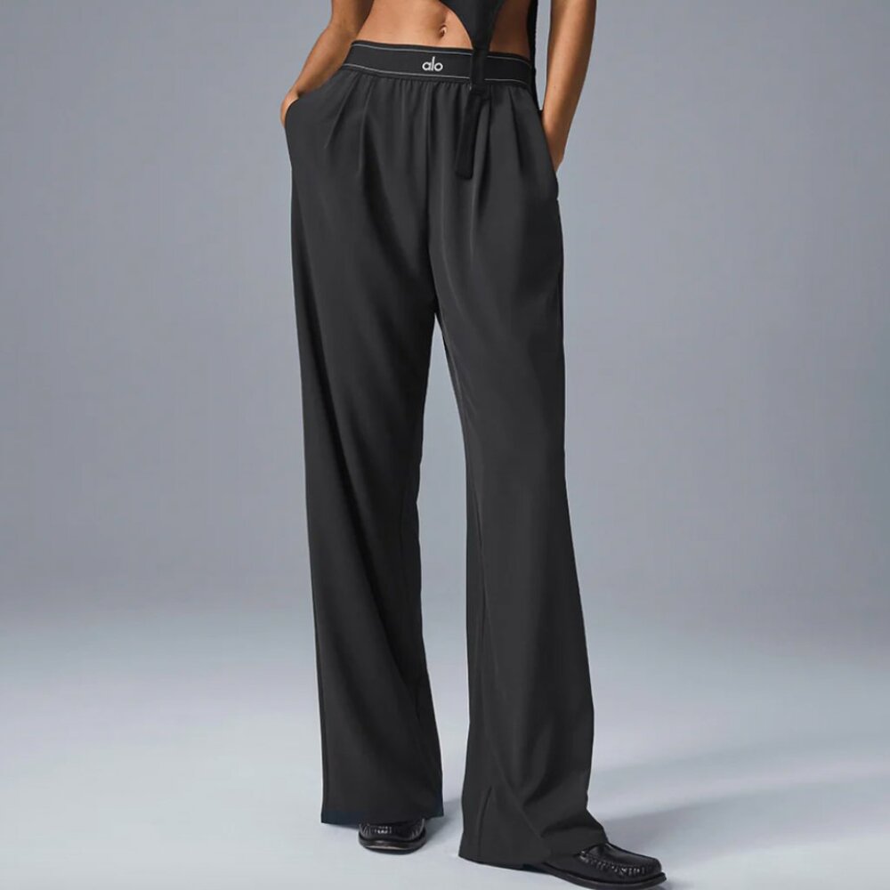 ALO Yoga Black Wide-Leg Trousers